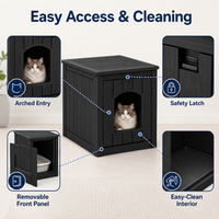MINDYES 35Gal Cat House, Indoor Outdoor Weatherproof Cat Bed Stoarge Box for Garage & Courtyard, Black