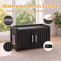 MINDYES Hidden Cat Litter Box Enclosure Furniture for Living Room Hallway, Black