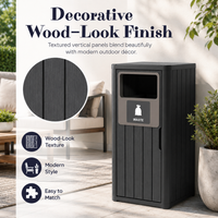 MINDYES 33 Gallon Outdoor Trash Bin with Garbage Labels, Home Garbage Can for Patio Porch & Backyard, Black