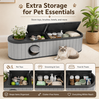 MINDYES Multifunctional 4-In-1 Outdoor Cat Bed Furniture, Combines Cat House, Shoe-Changing Stool, Bench and Storage Cabinet, Gray