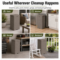 MINDYES Outdoor Trash Bin with Lid & Drip Tray, Hideaway Garbage Can, Light Brown