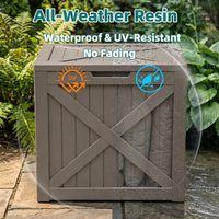 MINDYES 35 Gallon Resin Deck Box, Lockable Outdoor Storage Container, Water Resistant for Patio Cushions, Beige