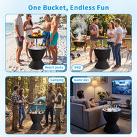 MINDYES 8 Gallon Ice Bucket 4-IN-1 Outdoor Patio Furniture, Cool Bar Table Cocktail Side Table, Black