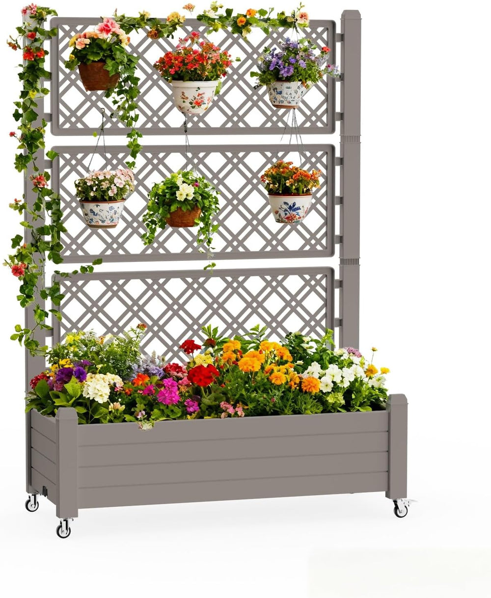 MINDYES Raised Garden Beds Outdoor Planter Box With Trellis