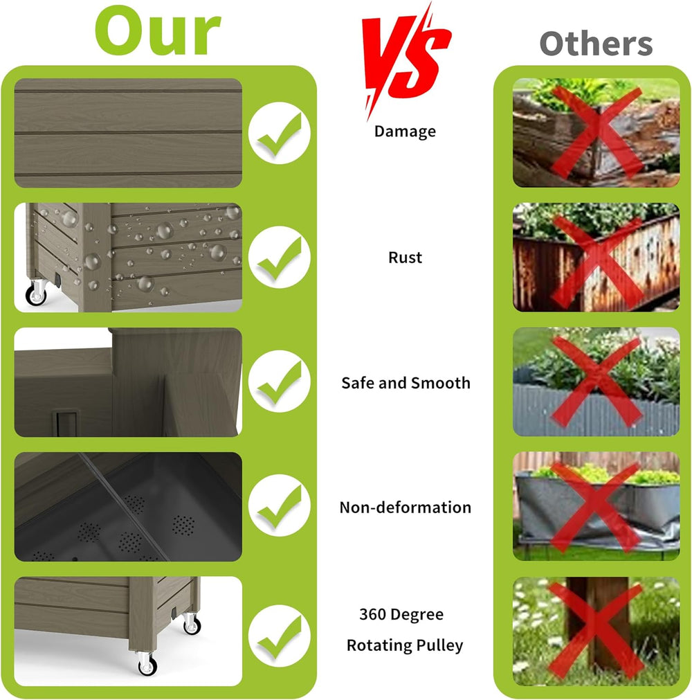 MINDYES Raised Garden Beds Outdoor Planter Box With Trellis