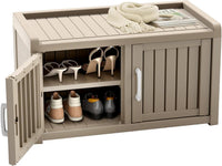 Shoe Storage Bench Entryway Bench with Adjustable Shelves and 2 Doors for Hallway, Living Room, Bedroom