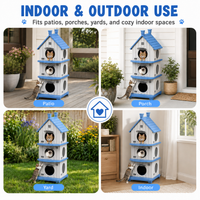MINDYES Outdoor Three-Tier Cat Bed, Weatherproof Cat House Pet Shelter for Garden & Patio, Blue
