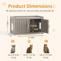 MINDYES Cat Litter Box Furniture, Dual-Door Cat Cabinet for Bedroom Hallway & Courtyard, Light Brown
