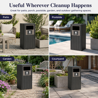 MINDYES 33 Gallon Outdoor Trash Bin with Garbage Labels, Home Garbage Can for Patio Porch & Backyard, Black