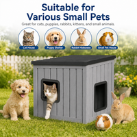 MINDYES Outdoor Cat House, Weatherproof Roof Removable Lids & Ventilation window for Cats Kittens & Puppies, Gray