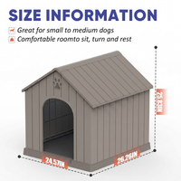 MINDYES Medium Small Dog House, Resin Faux Wood Dog Shelter for Outdoor & Indoor, Light Brown