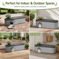 MINDYES Multifunctional 4-In-1 Outdoor Cat Bed Furniture, Combines Cat House, Shoe-Changing Stool, Bench and Storage Cabinet, Gray
