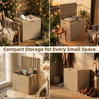 MINDYES 30 Gallon Resin Deck Box, Waterproof UV Resistant Outdoor Storage Box for Patio Garden, Beige
