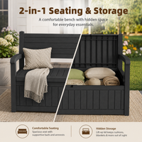 MINDYES 82 Gallon Outdoor Storage Bench and Deck Box Organization Storage Combi for Patio Garden, Black