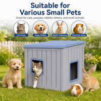 MINDYES Cat House, Outdoor Pet Shelter with Weatherproof Roof Removable Lids & Ventilation window, Blue