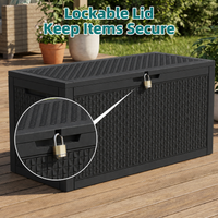 MINDYES 120 Gallon Diamond Deck Box, Geometric Texture Outdoor Storage for Patio Cushions, Pool Floats & Garden Tools, Black