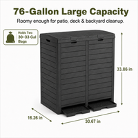 MINDYES 62 Gallon Outdoor Trash Can with Lid,  Hideaway Garbage Can for Patio Porch & Backyard, Black