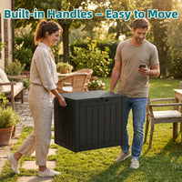 MINDYES 30 Gallon Deck Box, Outdoor Resin Storage Box, Waterproof Patio Lockable Outside Cushions, Black