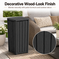 MINDYES 32 Gallon Outdoor Trash Bin with Lid, Waterproof Resin Garbage Can for Patio, Porch & Backyard, Black