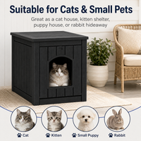 MINDYES 35Gal Cat House, Indoor Outdoor Weatherproof Cat Bed Stoarge Box for Garage & Courtyard, Black