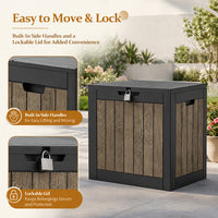 MINDYES 35 Gallon Deck Box, Cherry Wood Resin Outdoor Storage Box for Patio Gaden & Porch