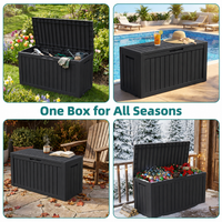 MINDYES 80 Gallon Deck Box, Extra Large Outdoor Storage for Patio Cushions, Holiday Decor & Garden Tools, Black