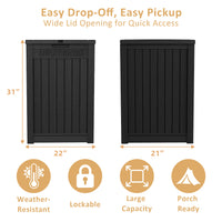MINDYES 55 Gallon Package Delivery Box, Outdoor Resin Mailbox for Packages Storage With Lockable, Drop Boxes for Patio Front Entryway, Black