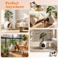 MINDYES Plant Hidden Cat Litter Box with Pebbles and Artificial Greenery, Home Decor Cat Boxs for All Cats, White