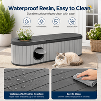 MINDYES Multifunctional 4-In-1 Outdoor Cat Bed Furniture, Combines Cat House, Shoe-Changing Stool, Bench and Storage Cabinet, Gray