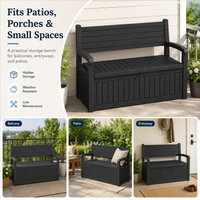 MINDYES 82 Gallon Outdoor Storage Bench and Deck Box Organization Storage Combi for Patio Garden, Black