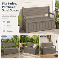 MINDYES Storage Bench and Deck Box Organization Storage Combi, 82 Gallon Outdoor Seating for Patios and Lawns, Light Brown