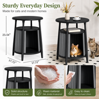 MINDYES Multifunctional Furniture Cat Bed for Coffee Table, Stool, or Cat House, Home Decor for Living Room, Black