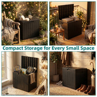 MINDYES 30 Gallon Deck Box, Outdoor Resin Storage Box, Waterproof Patio Lockable Outside Cushions, Black