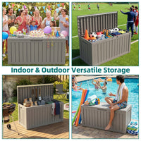 MINDYES 90 Gallon Deck Box, Home Decor Storage for Party Supplies, Outdoor Storage Box for Patio Furniture Cushions & Pool Floats, Beige