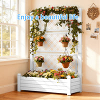 MINDYES Raised Garden Bed with Trellis and Wheels,78L 59